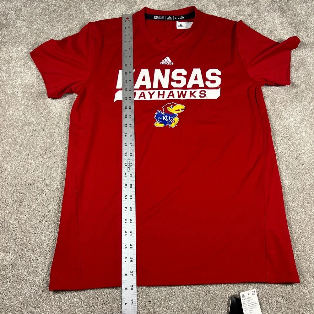 Adidas Performance Mens M Red Kansas‎ Jayhawks Aeroready Training Tee Shirt NWT